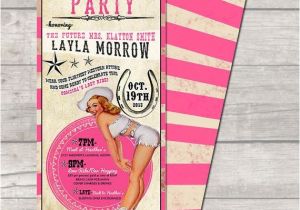 Pin Up Girl Bachelorette Party Invitations Western Cowgirl Pin Up Girl Invitation Bachelorette Party