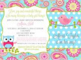 Pink and Aqua Baby Shower Invitations Baby Shower Invitation Owl Bird Pink Aqua Paisley Bird