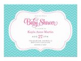 Pink and Aqua Baby Shower Invitations Turquoise and Pink Sweet Chevron Baby Shower 5×7 Paper