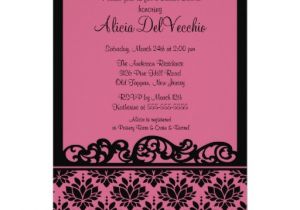 Pink and Black Bridal Shower Invitations Pink & Black Damask Bridal Shower Invitation 5" X 7