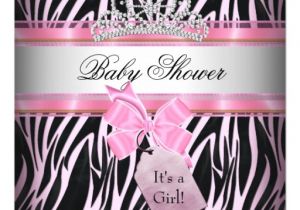 Pink and Black Zebra Baby Shower Invitations Baby Shower Girl Zebra Pink Princess Black 5 25" Square
