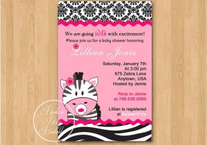 Pink and Black Zebra Baby Shower Invitations Hot Pink Zebra Baby Shower Invitation Diy Custom Printable