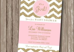 Pink and Gold Baby Shower Invitations Free Chevron Blush Pink and Gold Champagne Baby Shower