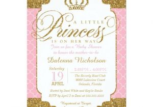 Pink and Gold Princess Baby Shower Invitations Little Princess Royal Pink and Gold Baby Shower 5×7 Paper