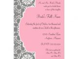 Pink and Gray Bridal Shower Invitations Annaliese Damask Pink and Grey Bridal Shower 5×7 Paper