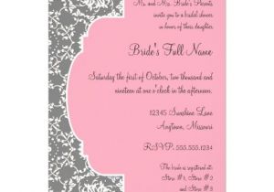 Pink and Gray Bridal Shower Invitations Annaliese Damask Pink and Grey Bridal Shower 5×7 Paper