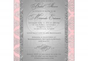 Pink and Gray Bridal Shower Invitations Bridal Shower Invitation