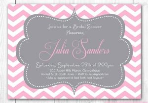 Pink and Gray Bridal Shower Invitations Chevron Bridal Shower Invitation Pink & Gray Chevron