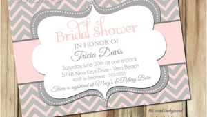 Pink and Gray Bridal Shower Invitations Pink Gray Bridal Shower Invitation Chevron