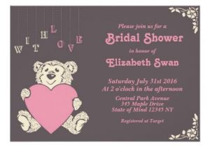 Pink and Gray Bridal Shower Invitations Pink Grey Teddy Bear Bridal Shower Invitation