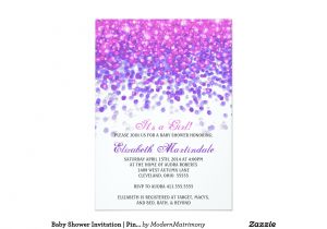 Pink and Lavender Baby Shower Invitations Baby Shower Invitation Pink and Purple Glitter