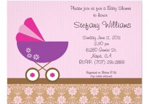 Pink and Lavender Baby Shower Invitations Pink & Purple Baby Shower Invitation 4 25" X 5 5