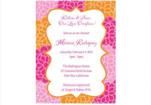 Pink and orange Baby Shower Invitations Baby Shower Invitation Bold Pink and orange Flowers Set Of