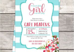 Pink and Teal Baby Shower Invitations Baby Girl Baby Shower Invitation In Pink Coral Floral