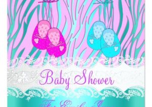 Pink and Teal Baby Shower Invitations Baby Shower Zebra Pink Teal Blue Baby Girl Boy