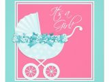 Pink and Teal Baby Shower Invitations Pink and Teal Blue Pram Baby Shower 5 25" Square