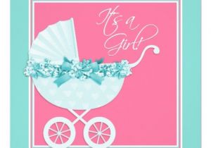 Pink and Teal Baby Shower Invitations Pink and Teal Blue Pram Baby Shower 5 25" Square