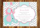 Pink and Teal Baby Shower Invitations Pink Teal and Gray Elephant Baby Shower Invitation Digital