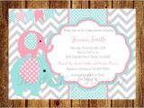 Pink and Teal Baby Shower Invitations Pink Teal and Gray Elephant Baby Shower Invitation Digital