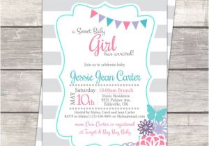 Pink and Teal Baby Shower Invitations Sip and See Baby Shower Invitation In Teal Pink and