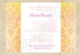 Pink and Yellow Bridal Shower Invitations Bridal Shower Wedding Invitation Yellow Pink Damask
