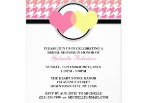 Pink and Yellow Bridal Shower Invitations Ombre Hearts Yellow Pink Houndstooth Bridal Shower 5×7