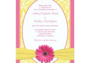 Pink and Yellow Bridal Shower Invitations Pink Yellow Gerbera Daisy Wedding Invitation
