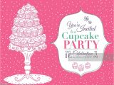Pink Birthday Invitation Template Vector Cartoon Cupcake Party Invitation Template Pink Vector Art