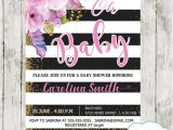 Pink Black and White Baby Shower Invitations Pink Floral Baby Shower Invitations Gold Glitter Black