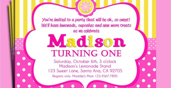 Pink Lemonade Party Invitations Pink Lemonade Invitation Printable or Printed with Free