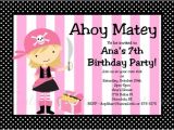 Pink Pirate Party Invitations Items Similar to Pirate Birthday Invitation Girl Pink