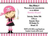 Pink Pirate Party Invitations Pink Pirate Birthday Party Invitations