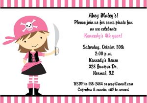 Pink Pirate Party Invitations Pink Pirate Birthday Party Invitations