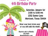 Pink Pirate Party Invitations Pink Pirate Birthday Party Invitations with Blonde Hair by