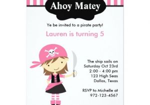 Pink Pirate Party Invitations Pink Pirate Girl Birthday Invitations Zazzle