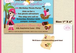 Pink Pirate Party Invitations Pink Pirate Girl Party Invitation Birthday Sea 1st 5th 6th 7th