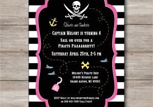 Pink Pirate Party Invitations Pink Pirate Invitation with Editable Text Printable Pink