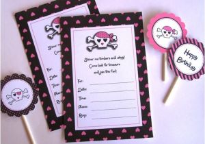 Pink Pirate Party Invitations Pink Pirate Party Printable Party Invitations and Matching