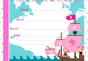 Pink Pirate Party Invitations Pink Pirates Party Invites Girls Can Be Pirates too
