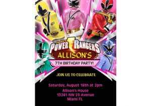 Pink Power Ranger Birthday Invitations Power Rangers Pink Birthday Party Custom by tonypartyfavor