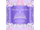 Pink Purple and Gray Baby Shower Invitations Little Princess Pink Purple Gray Girl Baby Shower