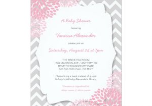 Pink Purple and Gray Baby Shower Invitations Pink Dahlia Baby Shower Invites Purple Grey