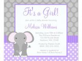 Pink Purple and Gray Baby Shower Invitations Purple Gray Elephant Polka Dot Girl Baby Shower Invitation