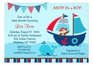 Pirate themed Baby Shower Invitations Pirate Whale Baby Shower Invitations