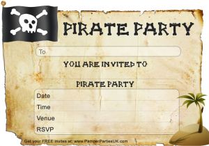 Pirate themed Birthday Party Invitations Free Pirate Party Invitations