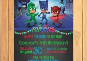 Pj Masks Party Invitation Template Pj Masks Invitation Chalkboard Pj Masks Birthday Pj Masks