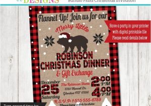 Plaid Christmas Party Invitations Lumberjack Buffalo Plaid Christmas Dinner Gift Exchange
