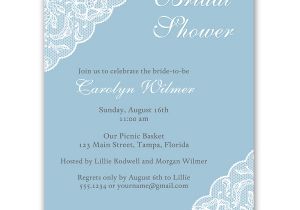 Plain Bridal Shower Invitations Simple Lace Dusty Blue Bridal Shower Invitation – the