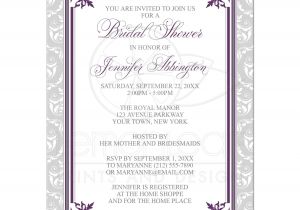 Plum Bridal Shower Invitations Bridal Shower Invitations Plum Purple and Gray Elegant
