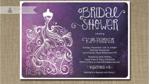 Plum Bridal Shower Invitations Plum Ombre Bridal Shower Invitation Purple & White Gown Shabby